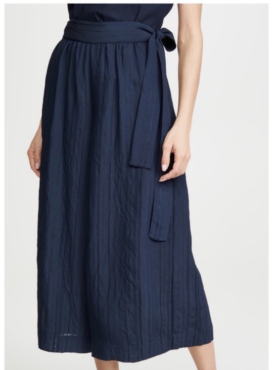 Vince Pants - Vince Navy Wide-Leg Midi Pant with Tie Waist
